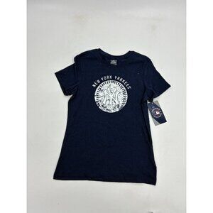 MLB New York Yankees Girls Size L Navy Short Sleeve Graphic Logo T-Shirt New